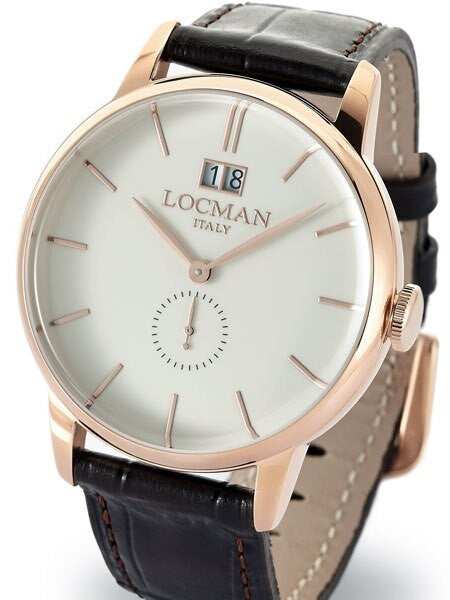 Locman 1960's Collection Big Date Quartz Dress Watch with 41mm Case #0252V10-RGAVRGPT