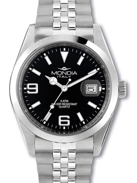 Mondia Quartz Dress Watch with Stainless Steel Bracelet #MI-790-SS-03BK-GB