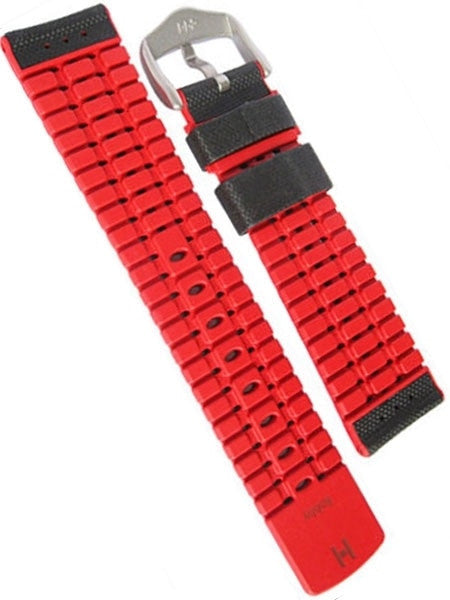 Hirsch ROBBY Sailcloth Effect Performance Watch Strap, Black and Red #09120940-50