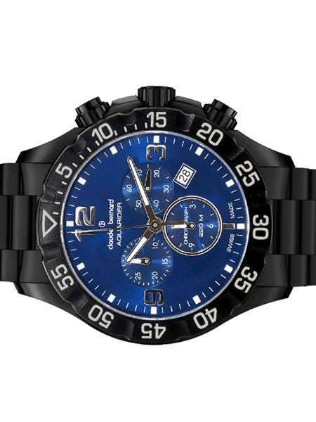 Claude Bernard Aquarider Black PVD Chronograph Dive Watch #10202-37N-BUN