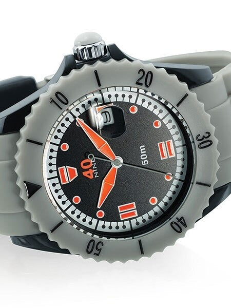 40Nine Black Plastic 45mm Case with Grey Silicone Rubber Strap #40NINE02-GREY20