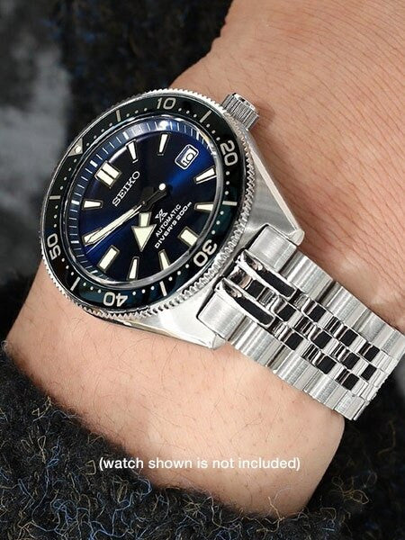 Scratch and Dent - Strapcode 20mm Angus-J "Louis" Stainless Steel Watch Bracelet Seiko SBDC053 V-Clasp, Brushed #SND1001