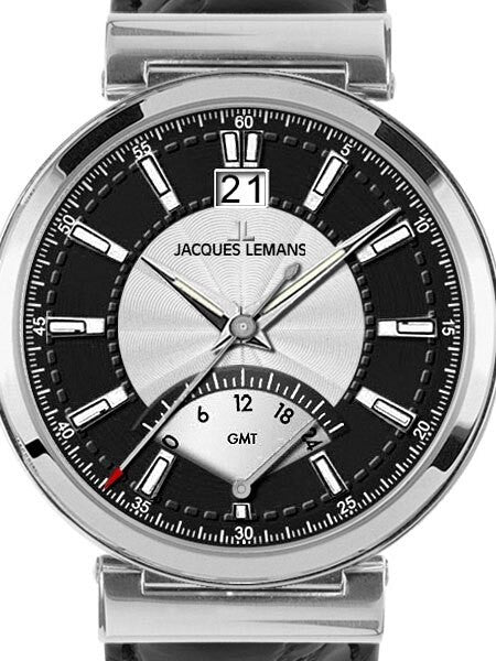 Jacques Lemans Verona Big Date Watch with Retrograde 24-Hour GMT Sub-Dial #1-1697A
