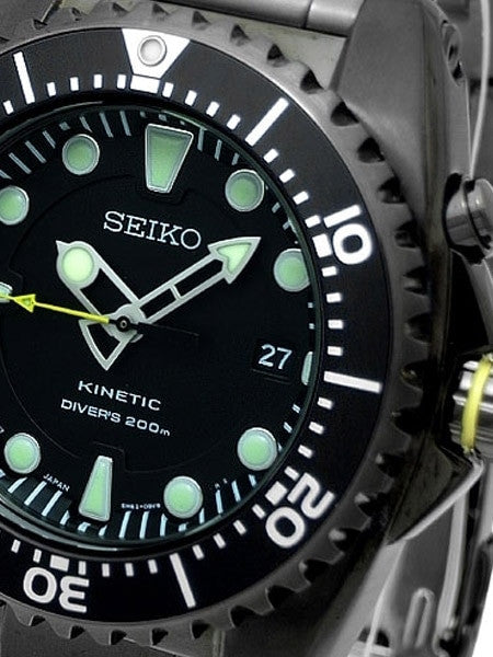 Seiko Kinetic Black Ion-Plated 43mm Dive Watch with Power Reserve