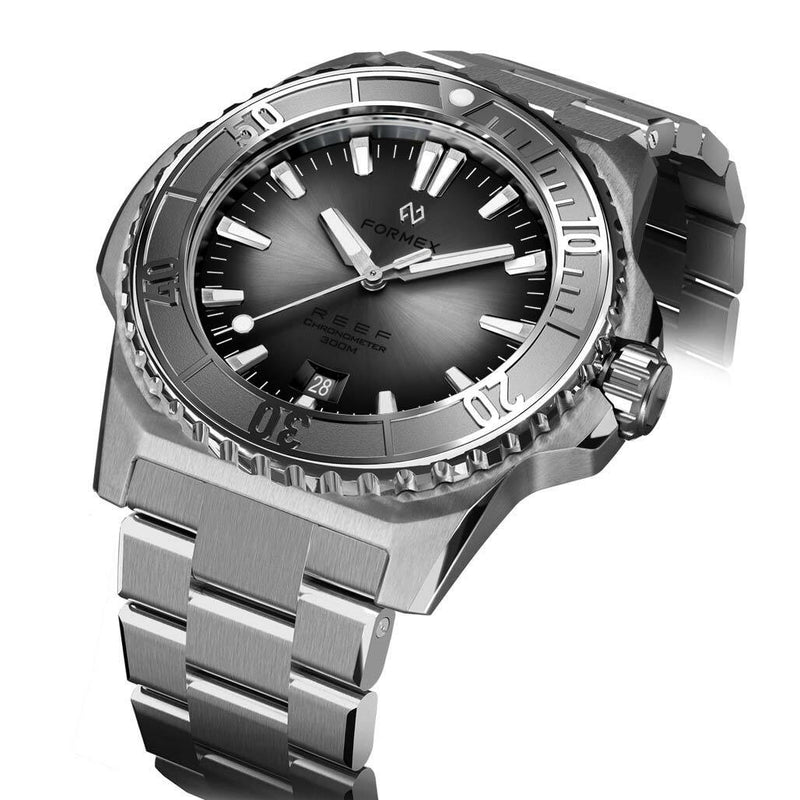 Formex REEF Swiss Automatic Chronometer Dive Watch with Sunburst Grey Dial #2200-1-6341-100