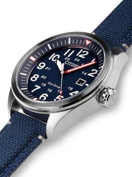 Citizen Military Watch Eco-Drive Blue Dial with Blue Nylon Strap #AW5000-16L