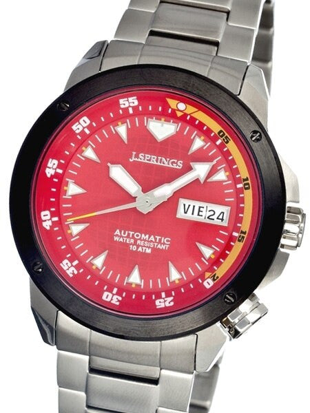 J. Springs Automatic 21-Jewel Sport Watch with Day and Date, Red Dial #BEB084