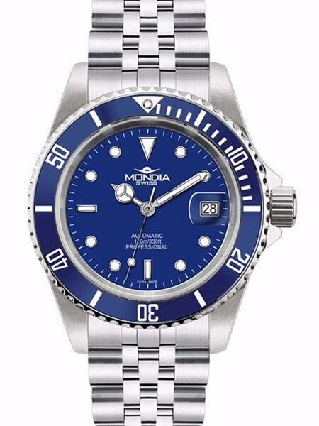 Mondia Swiss Automatic Dive Watch with Blue Dial #MS-216-SSBL-BL-GCM