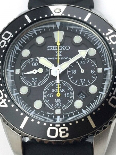 Seiko Solar Quartz Chronograph with Stop-Watch and 24-hour Sub-Dial  #SSC021P1