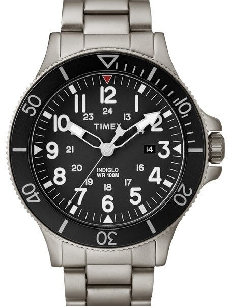 Timex 43mm Allied Coastline Quartz Watch with Black Dial and INDIGLO Night-Light #TW2R46100VQ