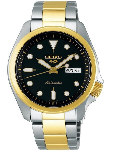 Seiko 5 Sports 24-Jewel Automatic Watch with Black Dial and Two-Tone Bracelet #SRPE60