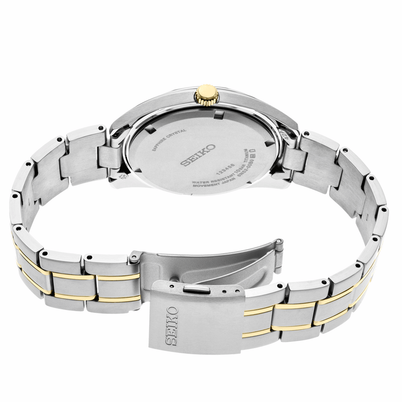 Seiko 40mm Titanium Quartz Watch with Sapphire Crystal and Titanium Bracelet SUR377