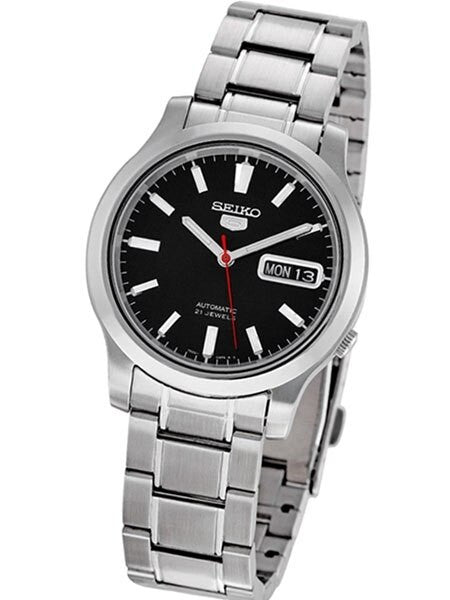 Seiko 5 Automatic Black Dial Watch with Stainless Steel Bracelet #SNK795