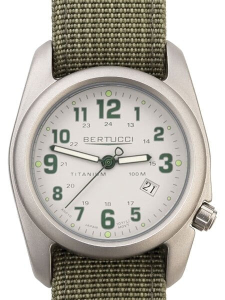 Bertucci A-2T Caprili Stone Dial Titanium Watch with Olive Nylon Strap #12706