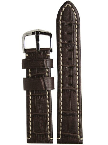 Hirsch Knight Brown Alligator Embossed Leather Watch Strap #109028-10