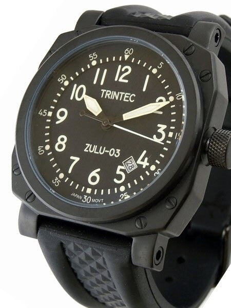 Trintec Zulu-03 Cockpit Clock Automatic Aviator Watch with Black PVD Case #9067VW