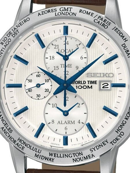 Seiko Quartz World Time Watch with Dual Time and Alarm #SPL051P1