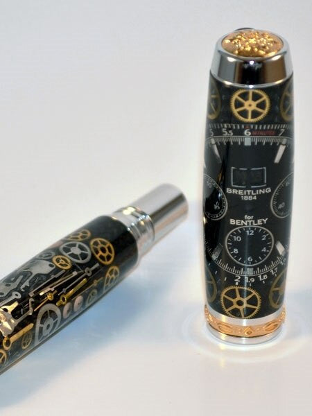 Artisan Crafted Collectable Pen made with a Breitling dial and assorted gears, cogs, screws and bridges #WPP302RB