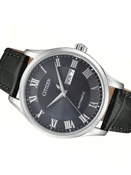 Citizen Automatic Grey Dial Watch with Grey Leather Strap #NH8360-12H