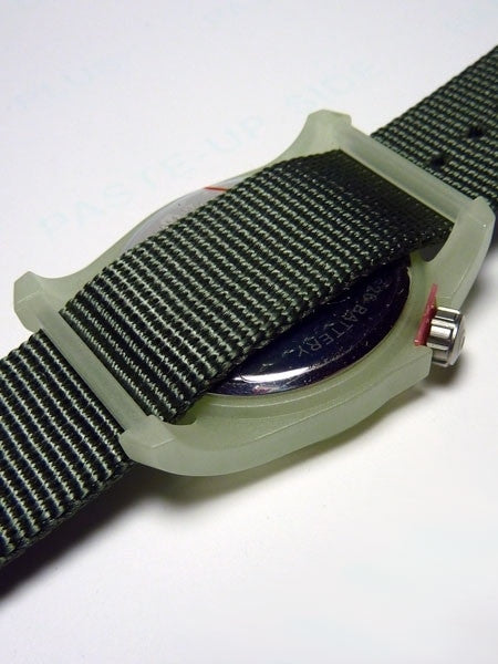 Bertucci DX3 Luminous Resin Watch, Olive Green Nylon Strap, White Dial - 11028
