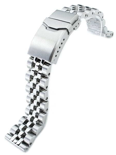 Strapcode 20mm ANGUS-J "Louis" 316L Stainless Steel Watch Bracelet 20mm Straight End, Brushed, Button Chamfer #SS201819B058S
