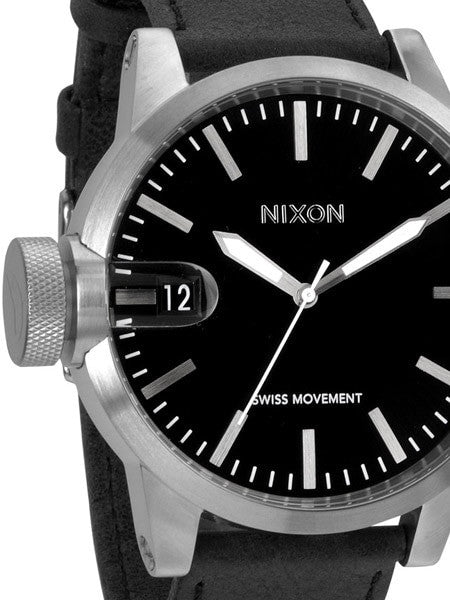 Nixon Chronicle Black Dial Swiss Quartz Watch with Oversize Left