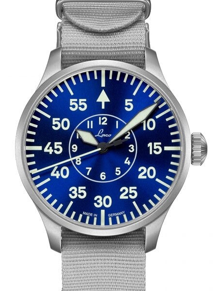 Laco 39mm Aachen Blaue Stunde Automatic Pilot Watch with Sapphire Crystal #862103