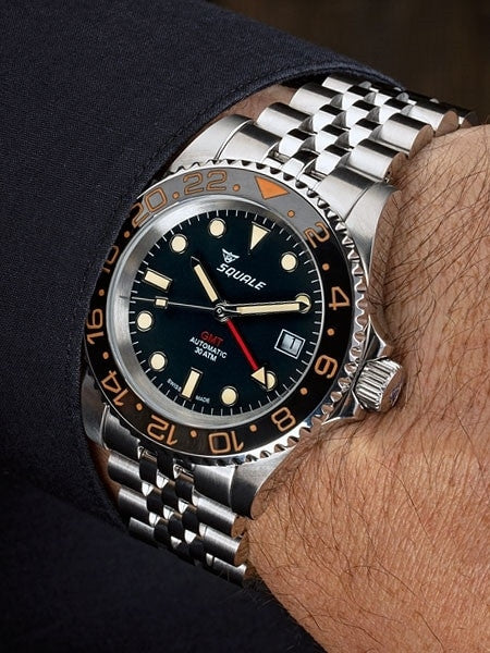 Squale 300 meter Swiss Automatic GMT watch with Ceramic Bezel, AR Sapphire Crystal #1545GM-CER-VIN
