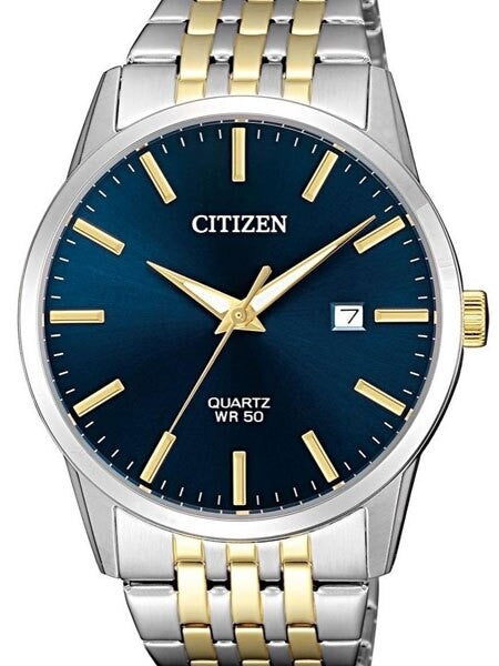 Citizen Quartz Two-Tone Dress Watch with Vibrant Blue Dial and SS Bracelet #BI5006-81L