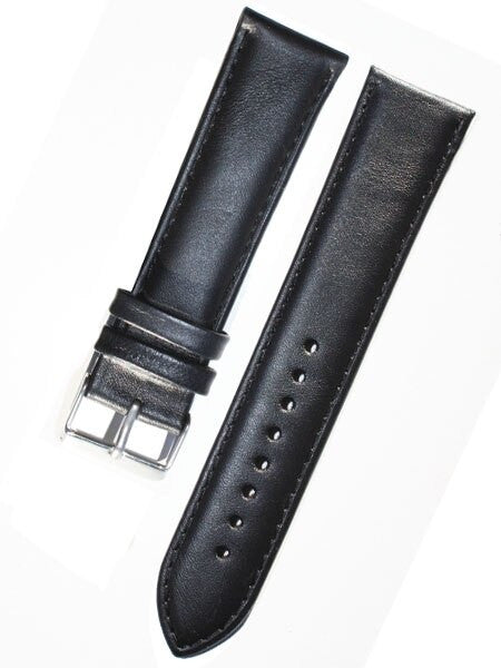 Basic Black Leather Strap with Matching Stitching and Stainless Steel Buckle #WS-S530