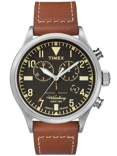 Timex 42mm Waterbury Quartz Chronograph with Black Dial and INDIGLO Night-Light #TW2P84300VQ