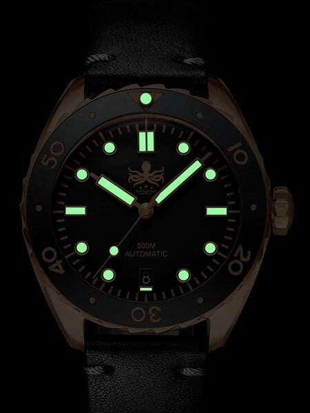 PHOIBOS Eagle Ray 500-Meter Swiss Automatic Dive Watch with Bronze Case, DD AR Sapphire Crystal #PY018D