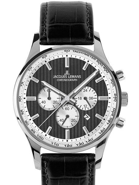 Jacques Lemans London 44MM Chronograph with Black Striped Dial #1-1735E
