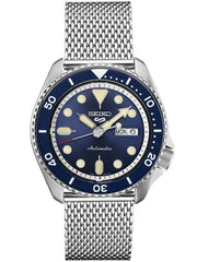 Seiko 5 Sports 24-Jewel Automatic Watch with Blue Dial and Mesh Bracelet #SRPD71
