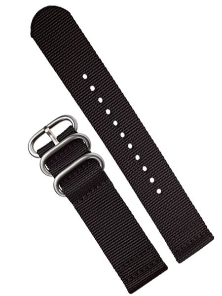 Islander 22mm Black Two-Piece Nylon Watch Strap for Islander ISL-11, ISL-12 and other 22mm Watches #BRAC-03