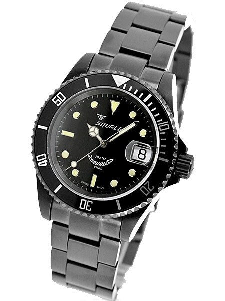 SCRATCH AND DENT - Squale 200 meter Classic Swiss Automatic Dive watch with Sapphire Crystal #1545-C-DLC