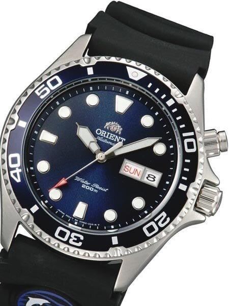 Orient Ray Blue Dial 21-Jewel Automatic Dive Watch on Rubber Strap #EM6500CD