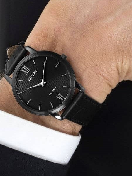 Citizen Ultra-Thin Stiletto Eco-Drive Dress Watch with Black Dial and Sapphire Crystal #AR1135-10E