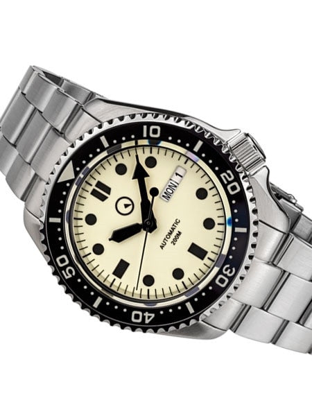 Islander Luminous Dial Automatic Dive Watch with Solid-Link Bracelet, AR Sapphire Crystal, and Luminous Ceramic Bezel Insert #ISL-61