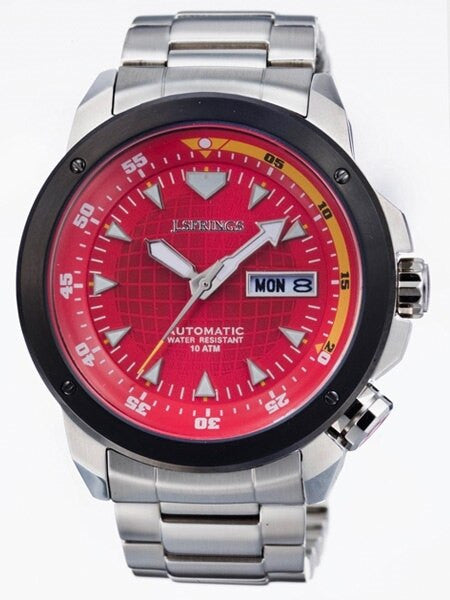 J. Springs Automatic 21-Jewel Sport Watch with Day and Date, Red Dial #BEB084