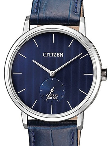 Citizen Quartz Dress Watch with Blue Dial and Leather Strap #BE9170-05L