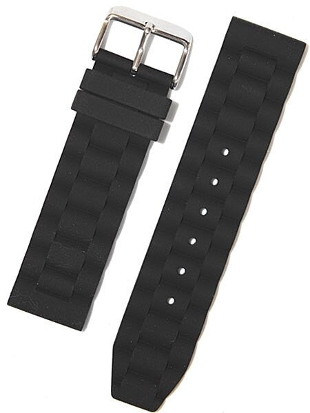 Toscana Black Silicone Rubber Dive Watch Band with Silver Buckle RUB-31-30