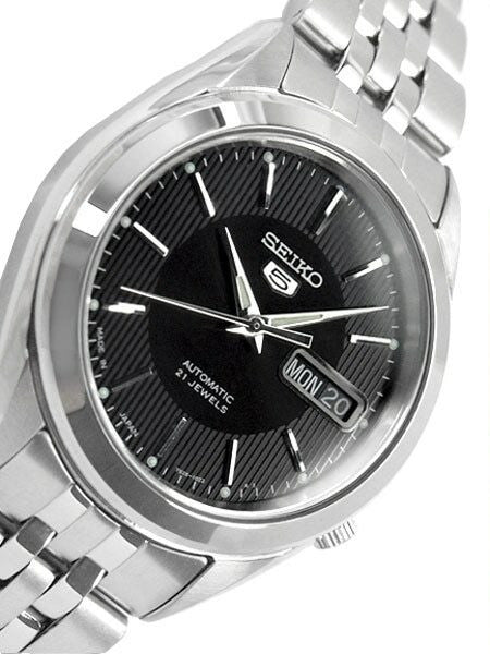Scratch and Dent - Seiko 5 Automatic Black Dial Watch with Stainless Steel Bracelet #SNKL23J1