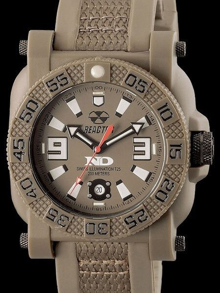 Reactor Gryphon Watch with Never Dark Illumination, Nitromid Polymer, Steel Core Case and Rubber Strap #73821