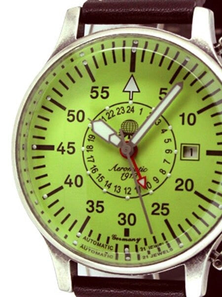 Aeromatic 1912 Automatic 24 Hour Watch, Luminous Dial and Crown Guard #A1396