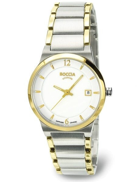 Boccia Ladies Quartz Watch with Two-Tone Titanium Case and Bracelet, Sapphire Crystal #3223-02