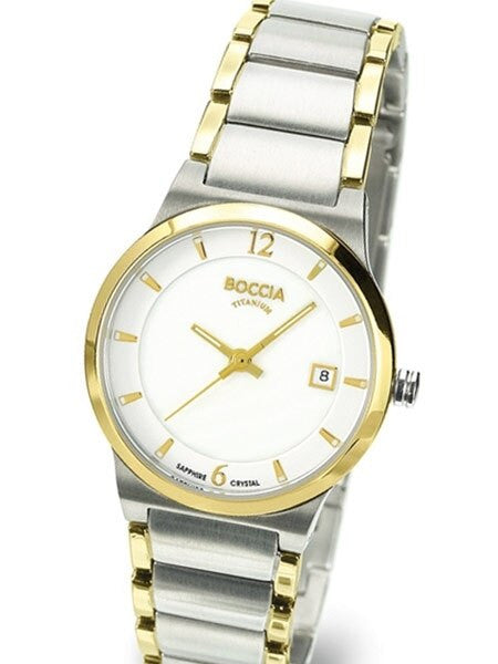 Boccia Ladies Quartz Watch with Two-Tone Titanium Case and Bracelet, Sapphire Crystal #3223-02