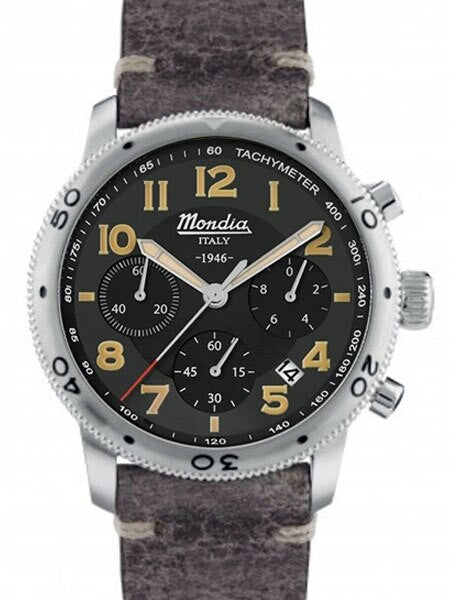 Mondia 1946 Series Quartz Chronograph Watch with Stopwatch #MI753SS-05BK-CP