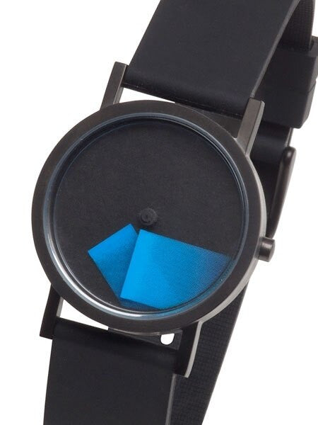 Projects 33mm Black Deja Vu Quartz Watch with Matching Rubber Strap #7287A