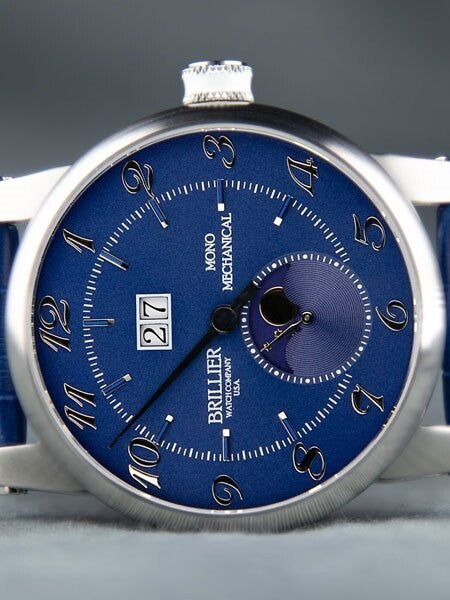 Brillier 43mm Klassique Mono (single hand) Automatic Watch with Moonphase, Big Date #BR-05